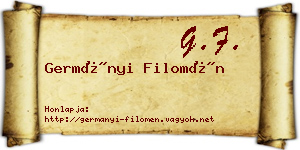 Germányi Filomén névjegykártya